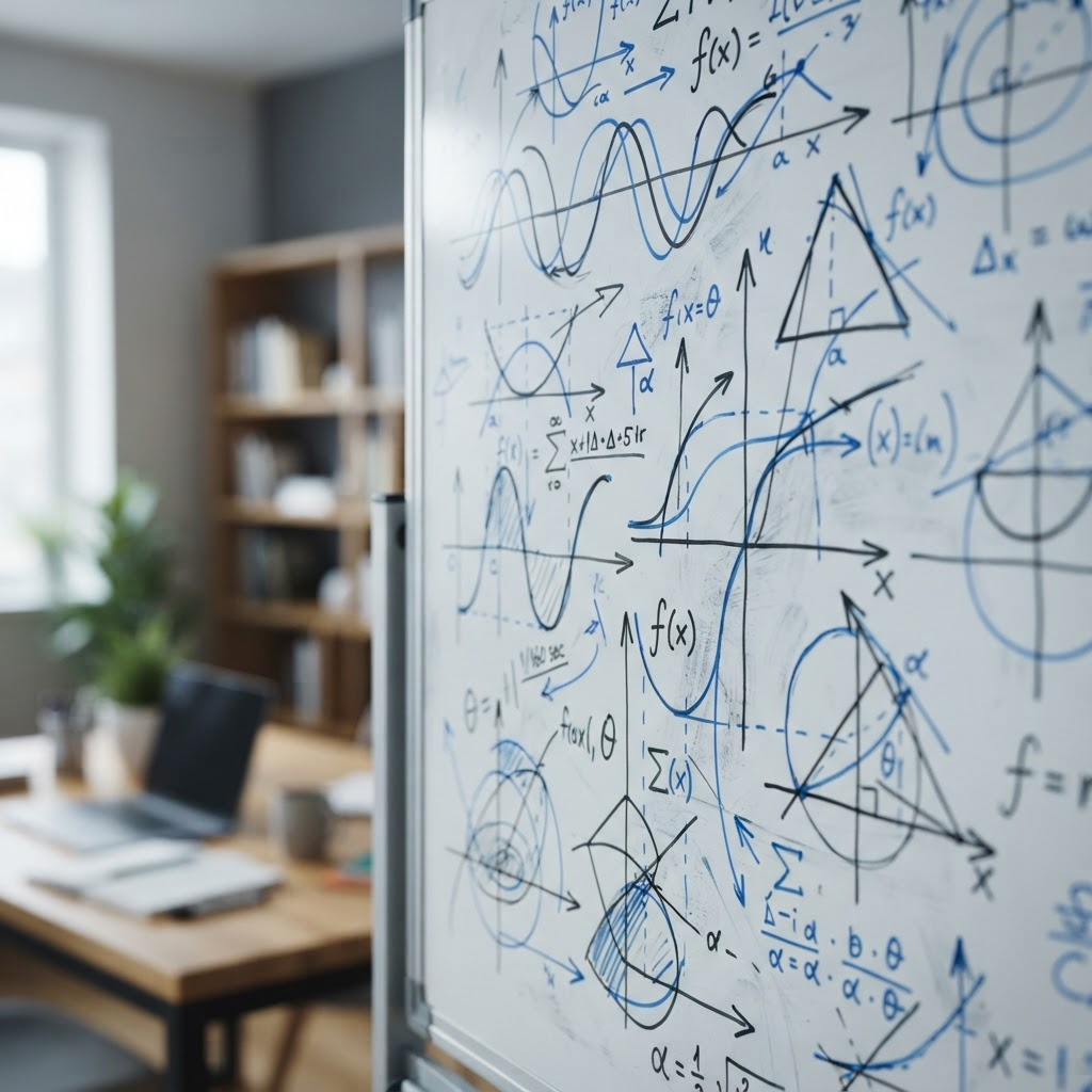 Hand-drawn graphs and curves on a whiteboard